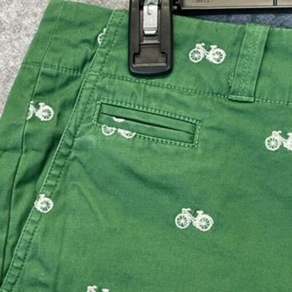 TALBOTS 10P Green Bicycle Embroidered Bermuda Shorts Cotton Stretch Petites - Picture 5 of 16
